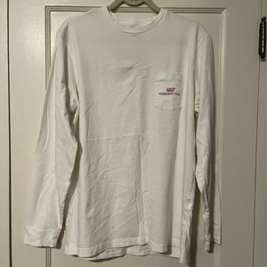 White Vineyard Vines Long Sleeve Chest Pocket T-Shirt.
